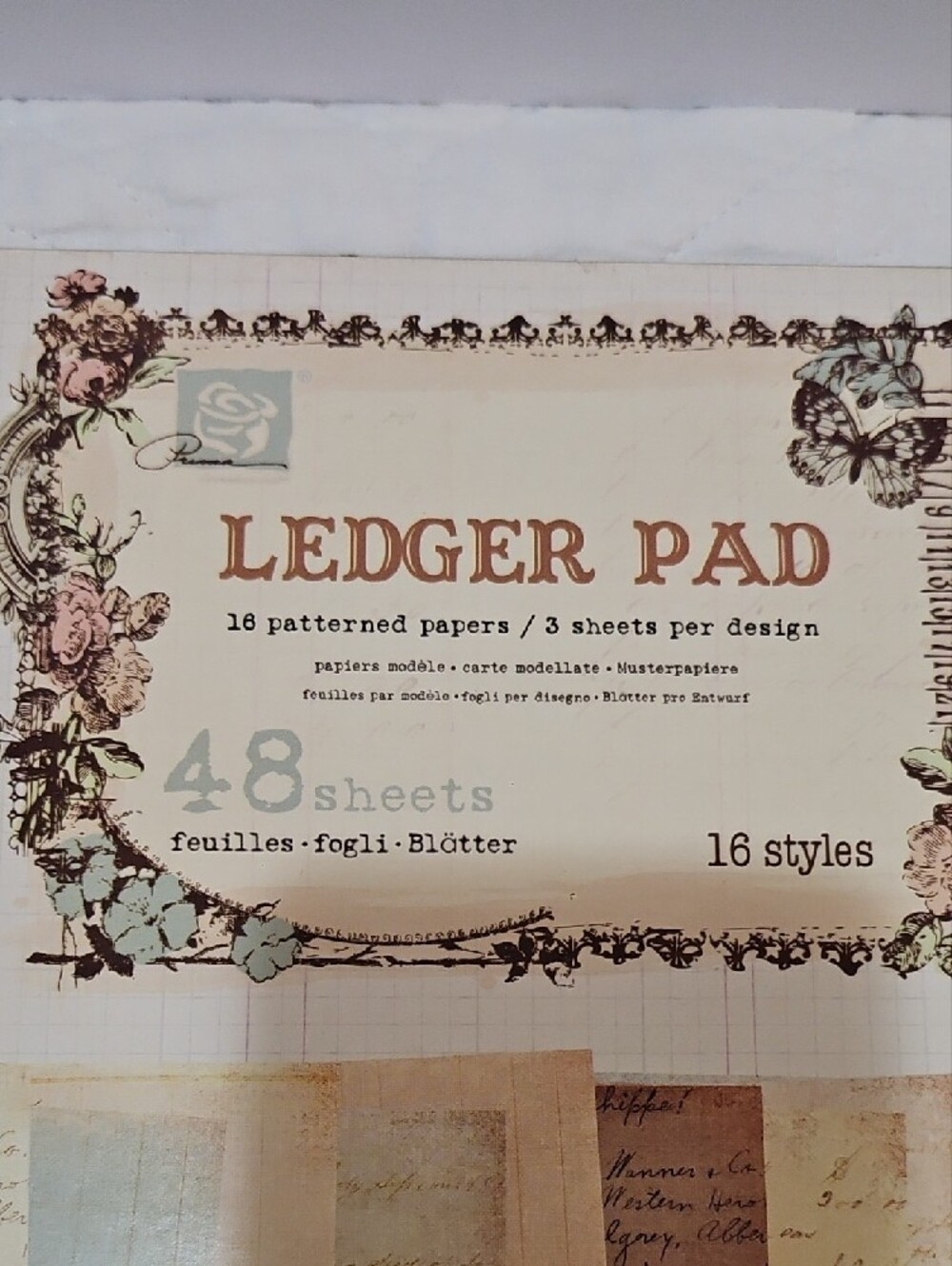 Scrapbooking Paper Prima Marketing Ledger Pad in Pastel Blue and Cream - Picture 2 of 10